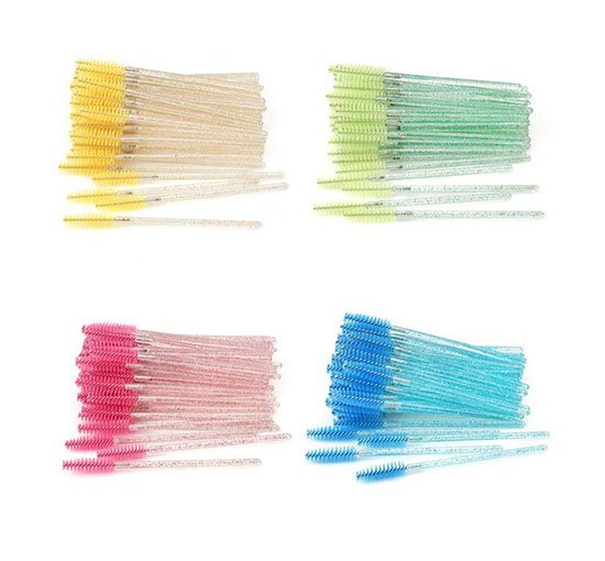 OEM custom colorful micro plastic disposable mascara brush eyelash extension wands